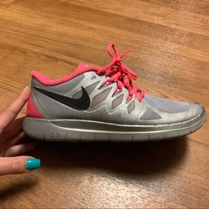 Pink/Silver Nike Free 5.0